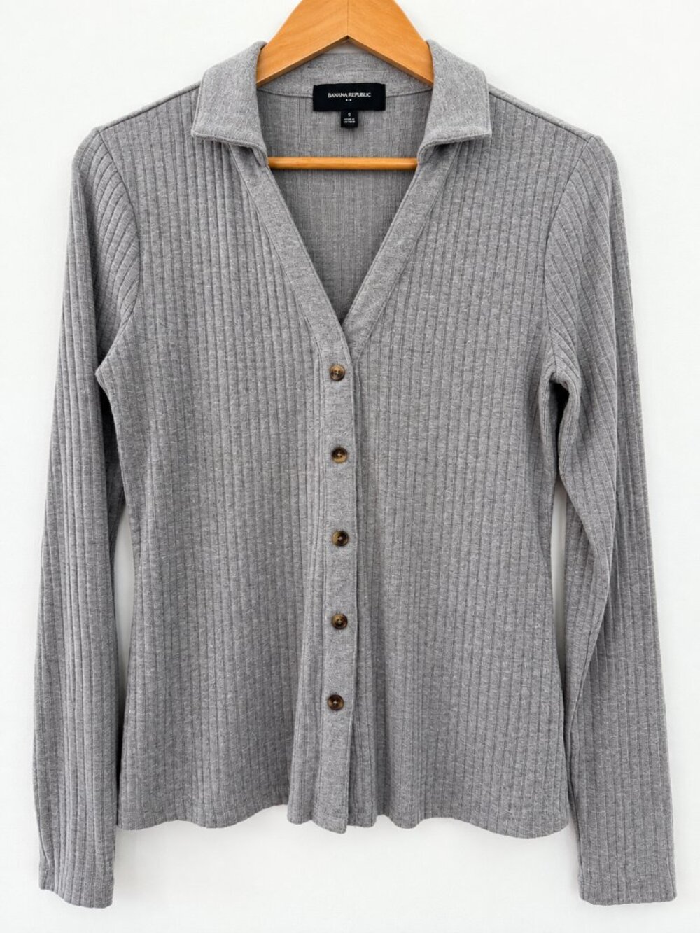 NWT Banana Republic Factory Ribbed Collared Top Sweater Cardigan Small Preppy